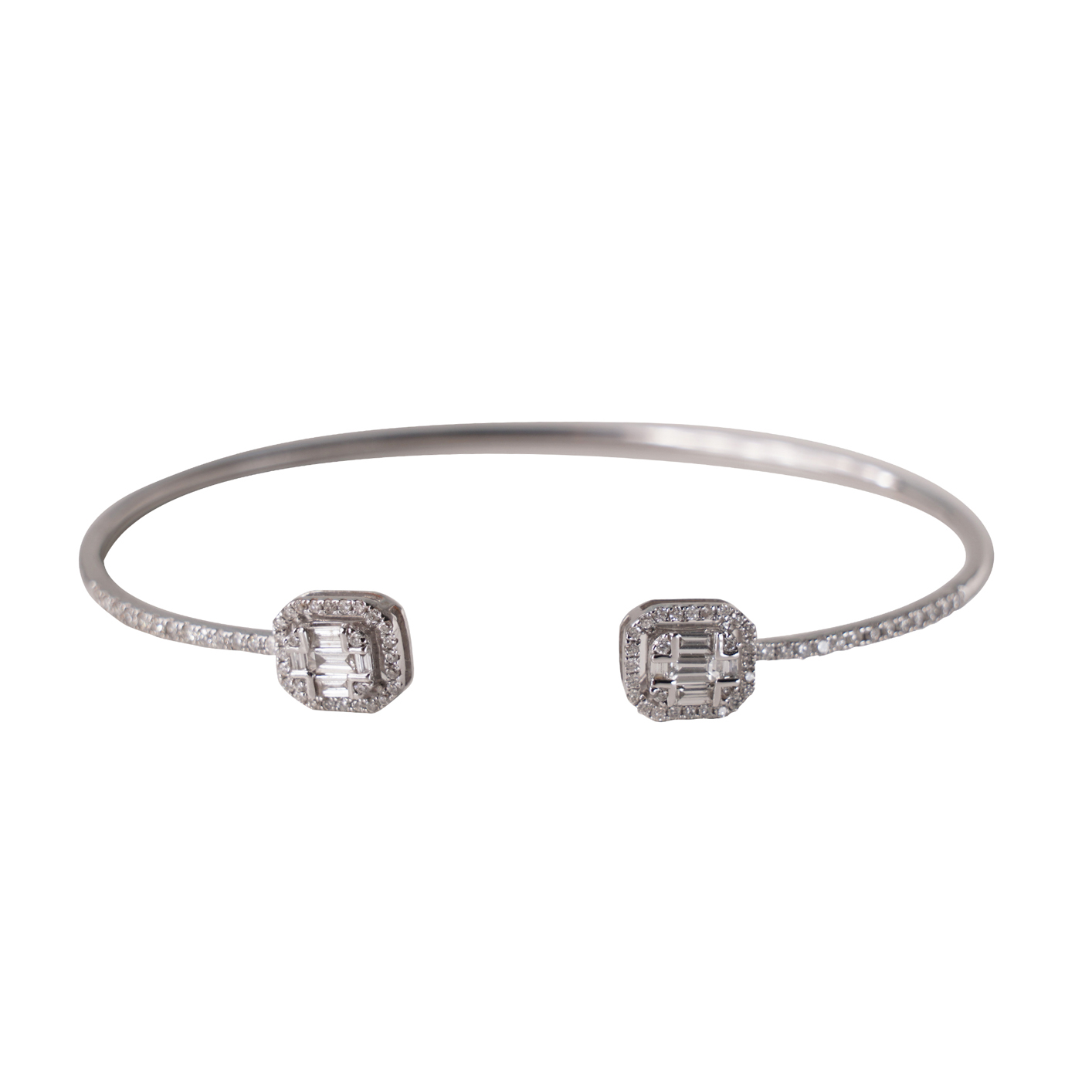 Lucie Diamond Bangle - White Gold - Orkali Joaillerie